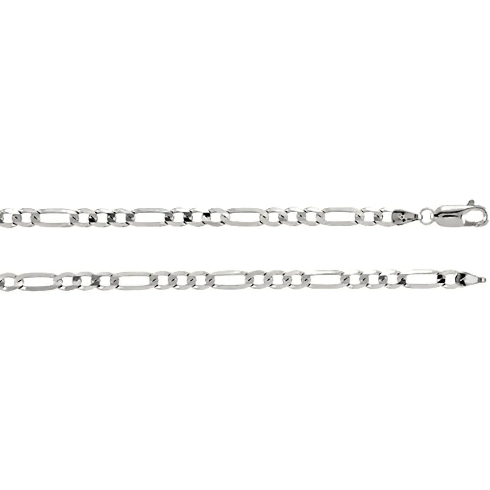 4.0mm Anti-Tarnish Figaro Chain 925 Sterling Silver, 18 Inches