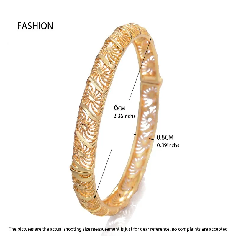 4Pcs 24K Africa Gold Color Dubai Bangles for Women