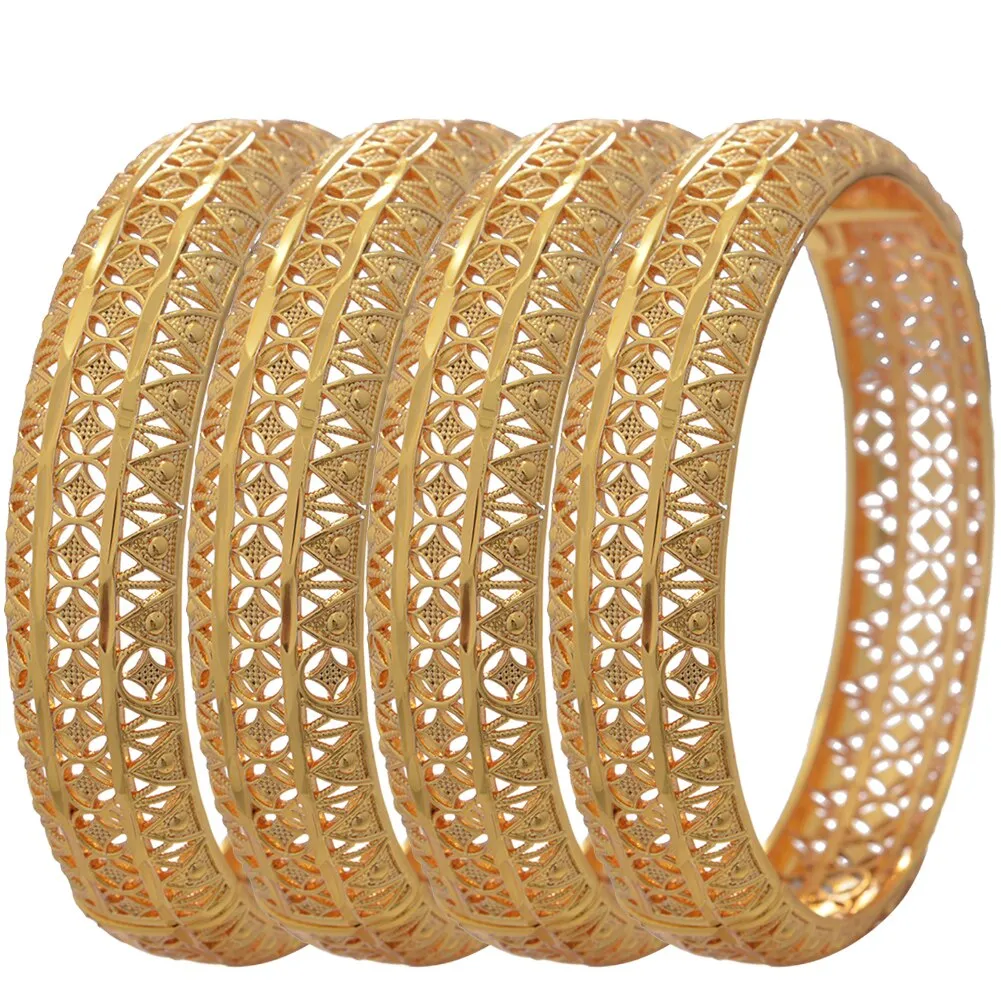 4Pcs Banlges For women 24K Gold Color Bracelets&amp;Bangles