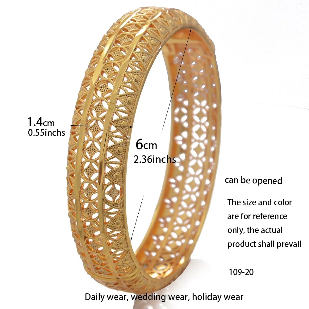 4Pcs Banlges For women 24K Gold Color Bracelets&amp;Bangles