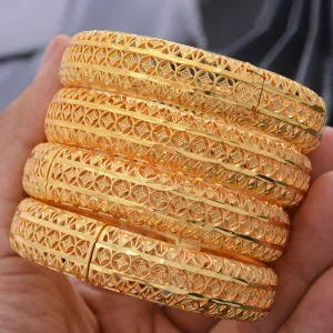 4Pcs Banlges For women 24K Gold Color Bracelets&amp;Bangles