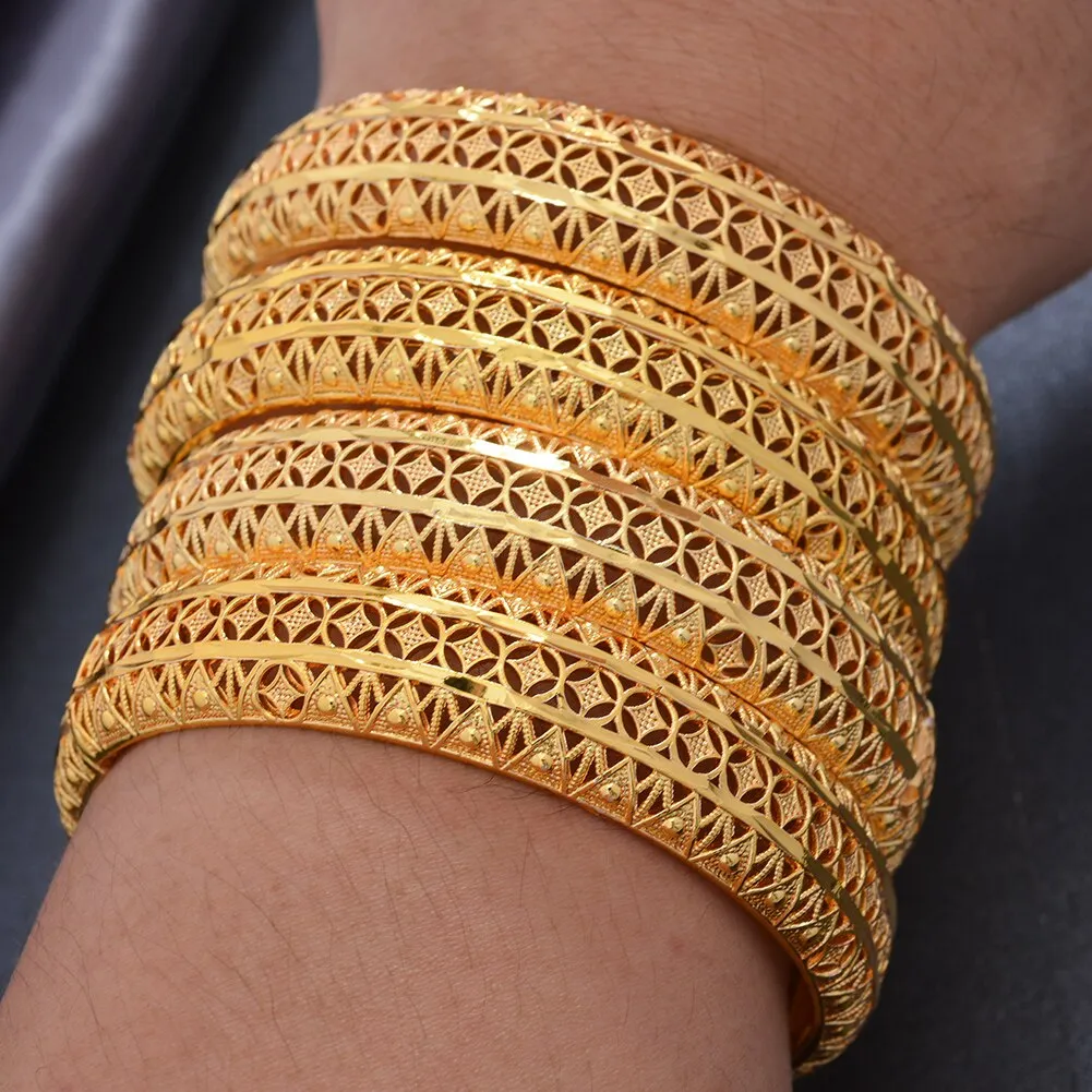 4Pcs Banlges For women 24K Gold Color Bracelets&amp;Bangles