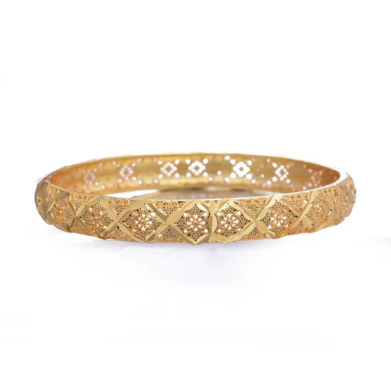 4pcs Dubai Bangles Arab diameter 6cm Gold color Bracelet bangles For Men Women