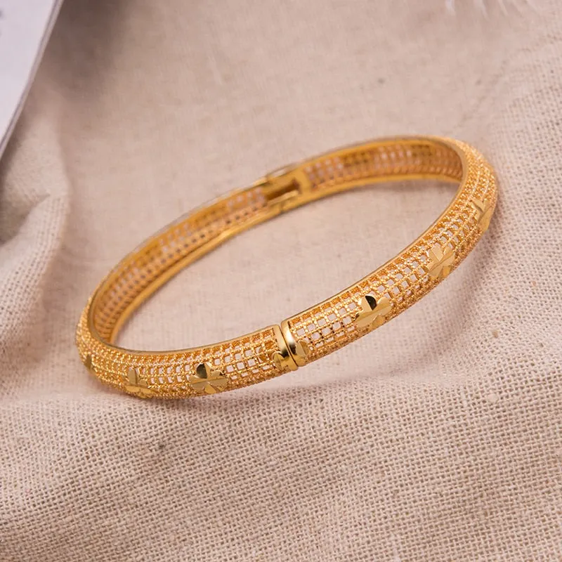 4Pcs Dubai Gold Color  Jewelry Bangle Bracelet for Women