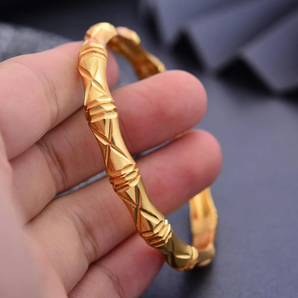 4Pcs Gold Color Bangles For women African bridal Bangles Bracelets  Gold wedding gifts