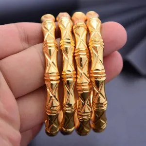 4Pcs Gold Color Bangles For women African bridal Bangles Bracelets  Gold wedding gifts
