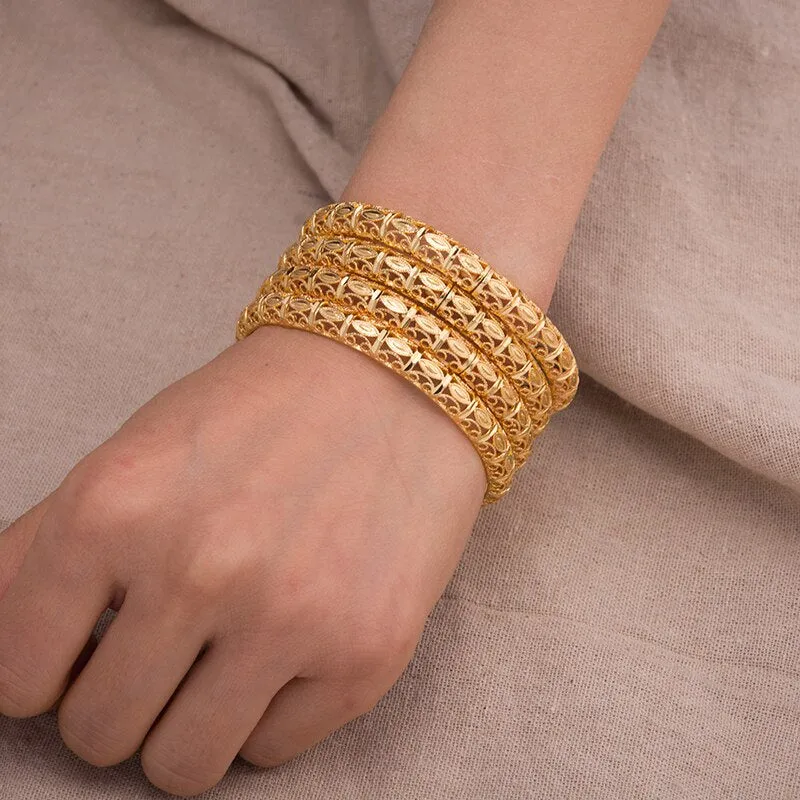 4Pcs Trendy Gold Color Bangle Bracelets for Women  Gold Copper Bangle Bracelet