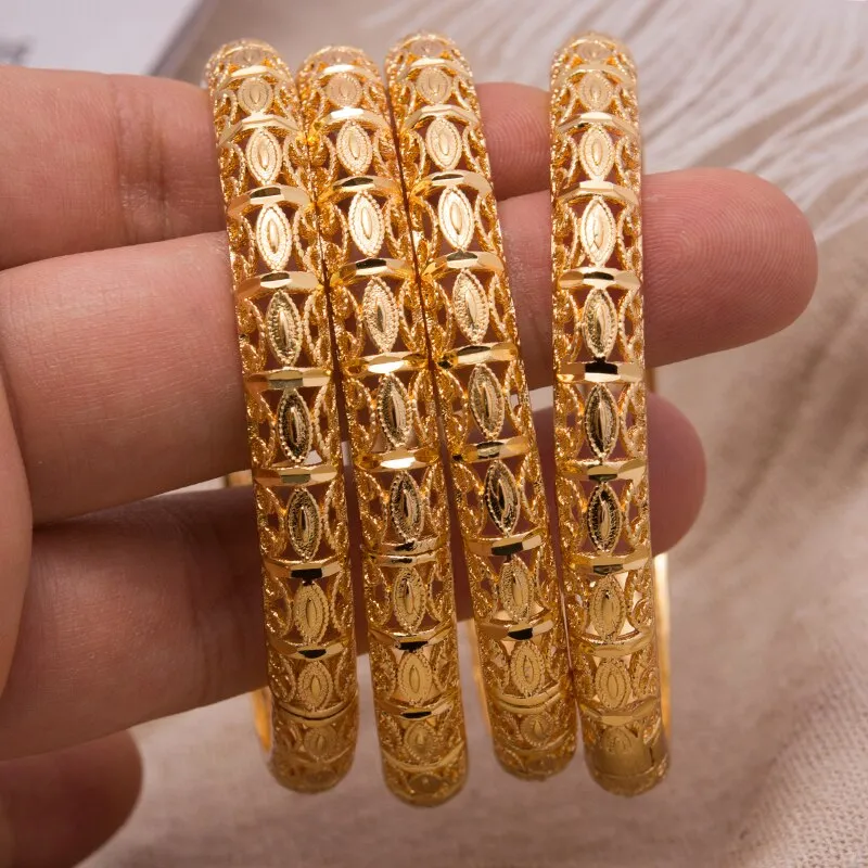 4Pcs Trendy Gold Color Bangle Bracelets for Women  Gold Copper Bangle Bracelet
