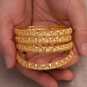 4Pcs Trendy Gold Color Bangle Bracelets for Women  Gold Copper Bangle Bracelet