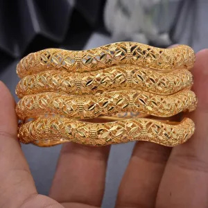 4Pcs/lot Bangles Dubai Gold color Bangles For Women Bangle Bracelet