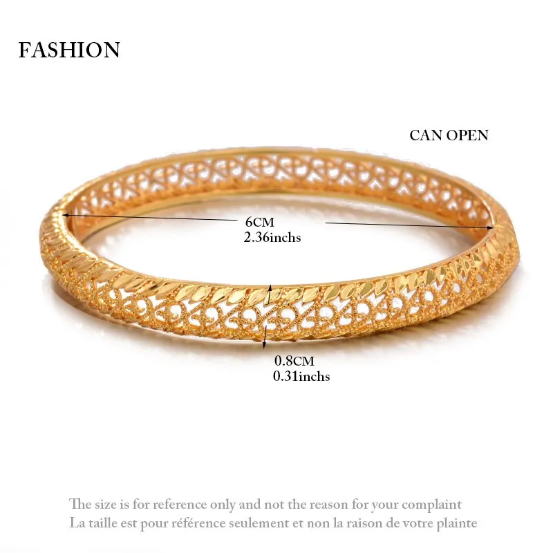 4Pcs/lot Bangles folk-custom Gold color Bangles For Women Bangle Bracelet