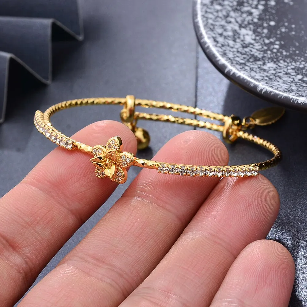 4pcs/lot Dubai Indian Gold Color Bangles Bracelets For Women Girls