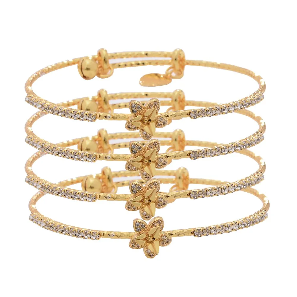 4pcs/lot Dubai Indian Gold Color Bangles Bracelets For Women Girls