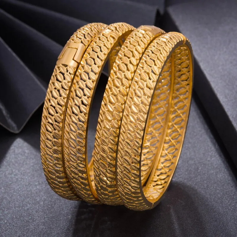 4Pcs/lot Fashion women wedding Africa Gold Color Bangles