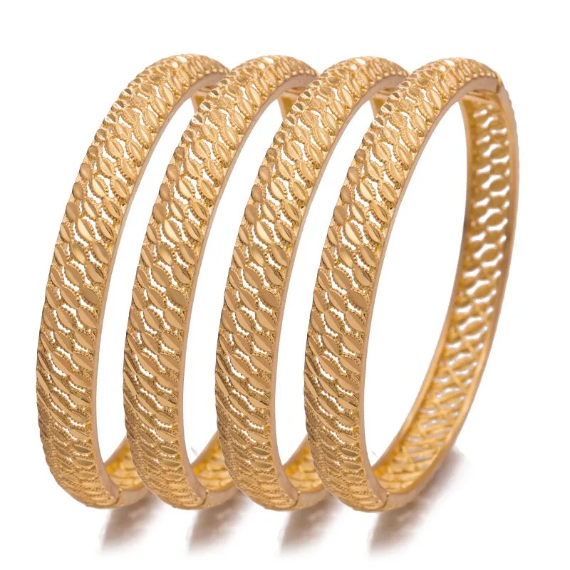 4Pcs/lot Fashion women wedding Africa Gold Color Bangles