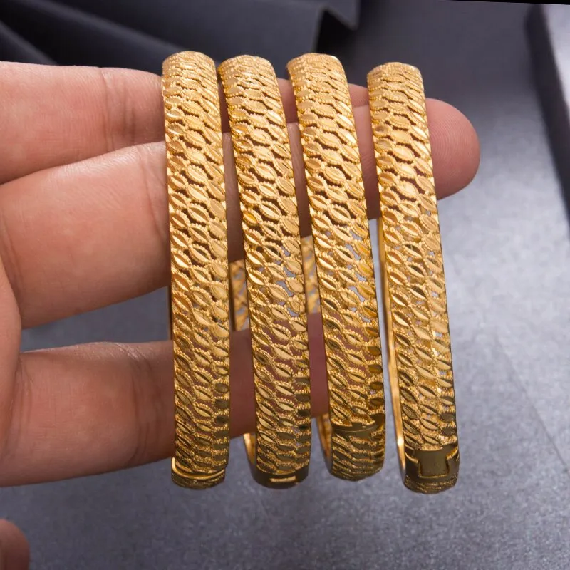 4Pcs/lot Fashion women wedding Africa Gold Color Bangles