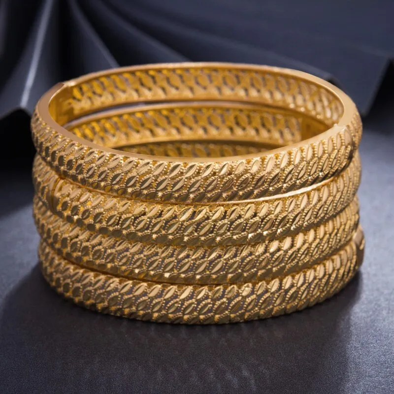 4Pcs/lot Fashion women wedding Africa Gold Color Bangles