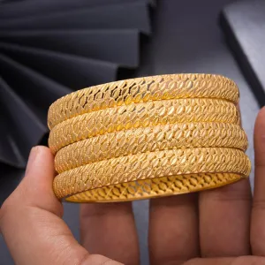 4Pcs/lot Fashion women wedding Africa Gold Color Bangles