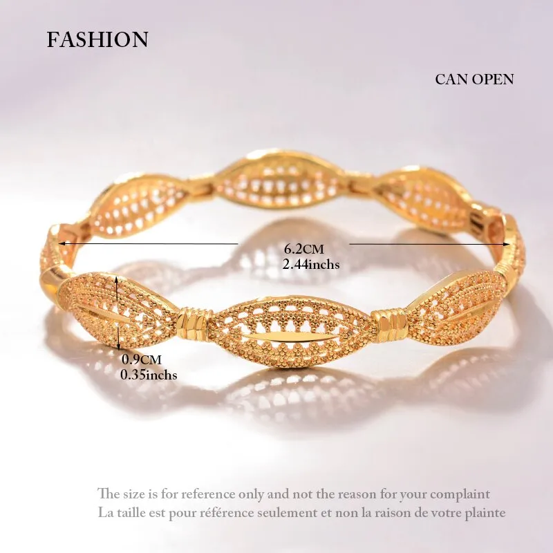 4Pcs/lot Gold Color Bangles for Women festival Jewelry Flower Bangles Bracelets