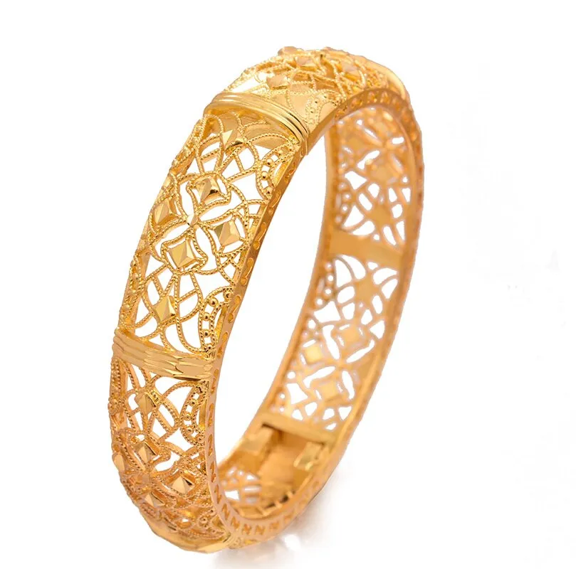 4pcs/lot Gold colour Bangles  Middle Eastern Jewelry Classic Curved waves Copper Bracelets