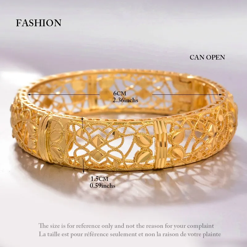 4pcs/lot Gold colour Bangles  Middle Eastern Jewelry Classic Curved waves Copper Bracelets