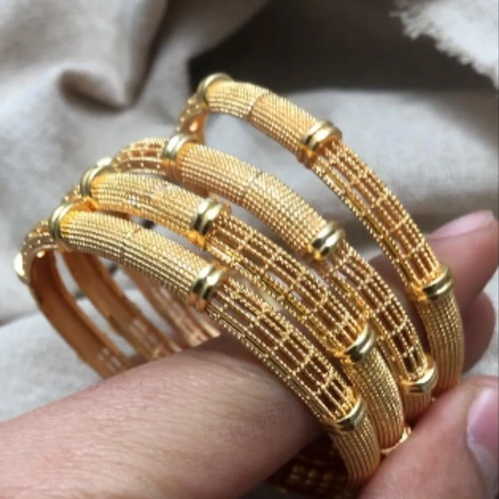 4pcs/lot India luxurious  6cm Can open Gold Color Bangles For Wedding Girl