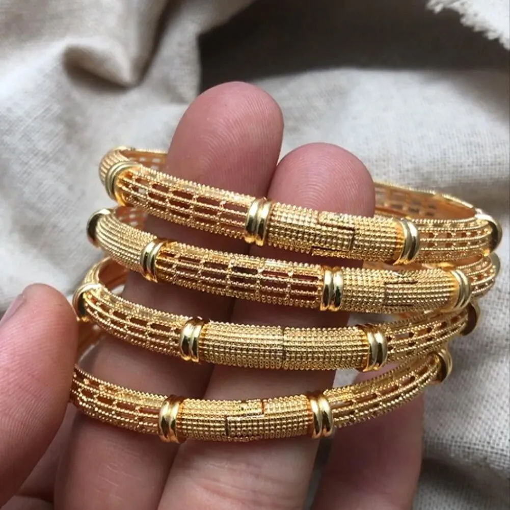 4pcs/lot India luxurious  6cm Can open Gold Color Bangles For Wedding Girl