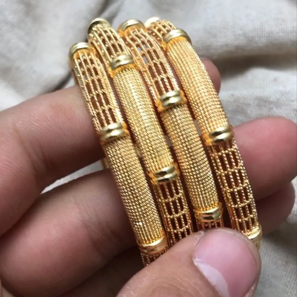 4pcs/lot India luxurious  6cm Can open Gold Color Bangles For Wedding Girl