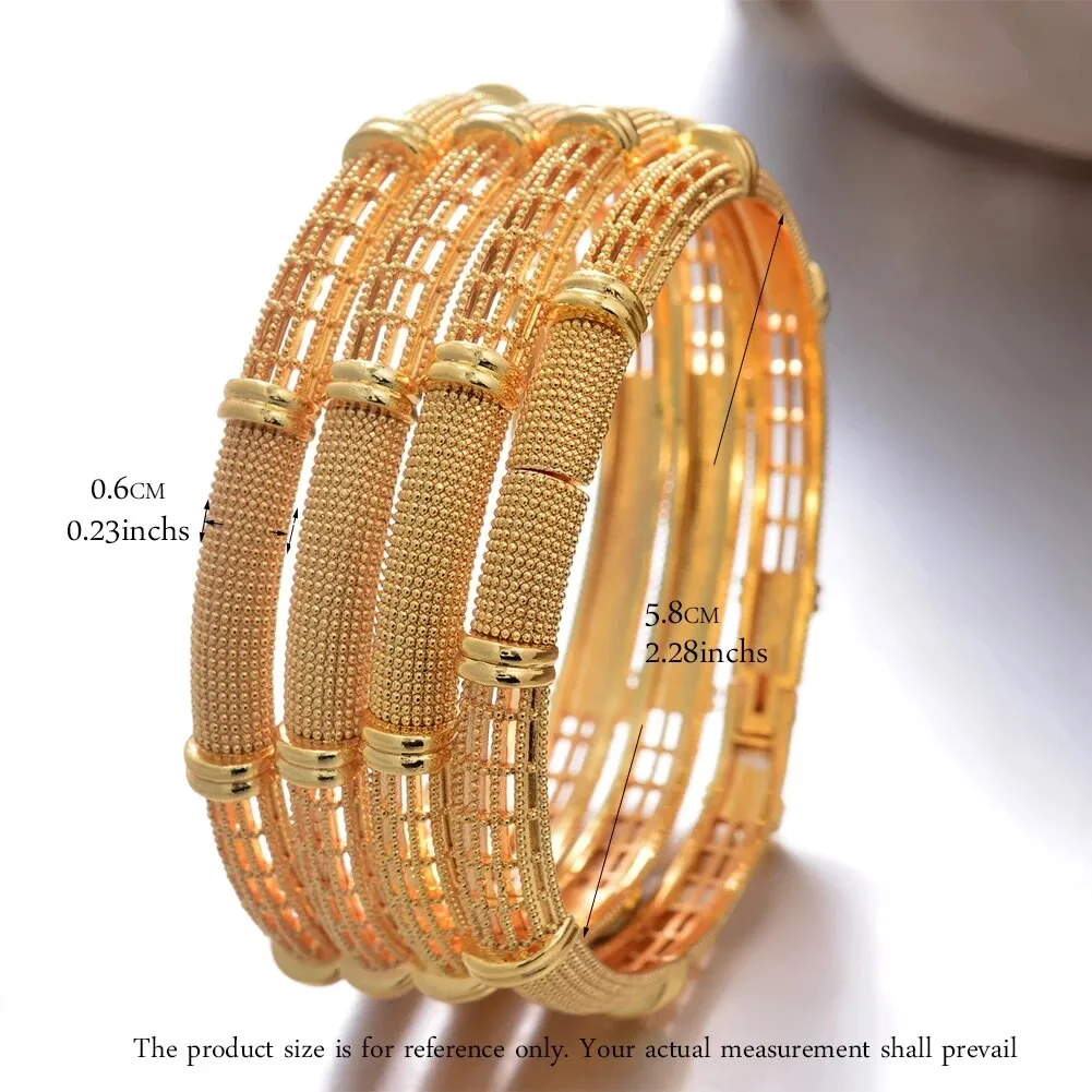 4pcs/lot India luxurious  6cm Can open Gold Color Bangles For Wedding Girl