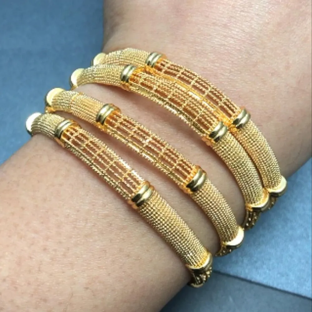 4pcs/lot India luxurious  6cm Can open Gold Color Bangles For Wedding Girl