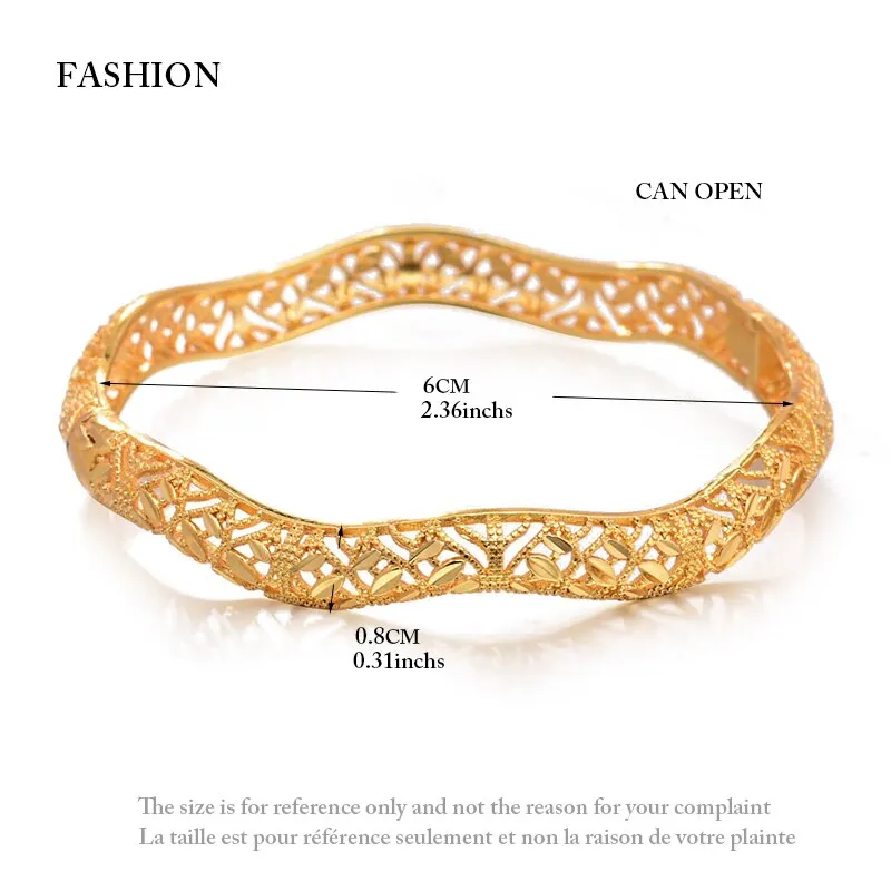 4Pcs/lot Top Quality Dubai Gold Color Bangles For Women