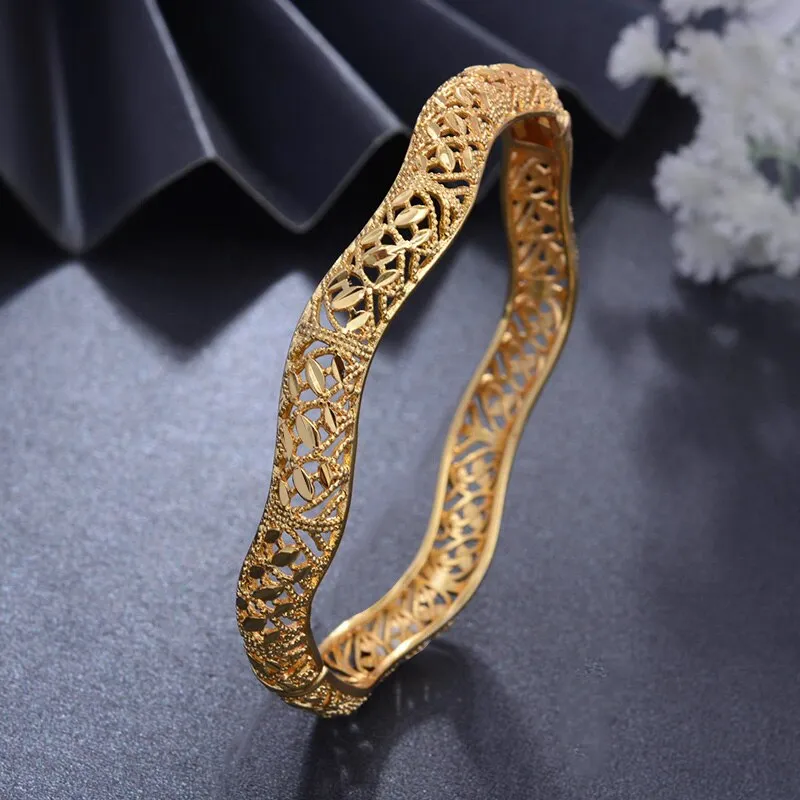 4Pcs/lot Top Quality Dubai Gold Color Bangles For Women