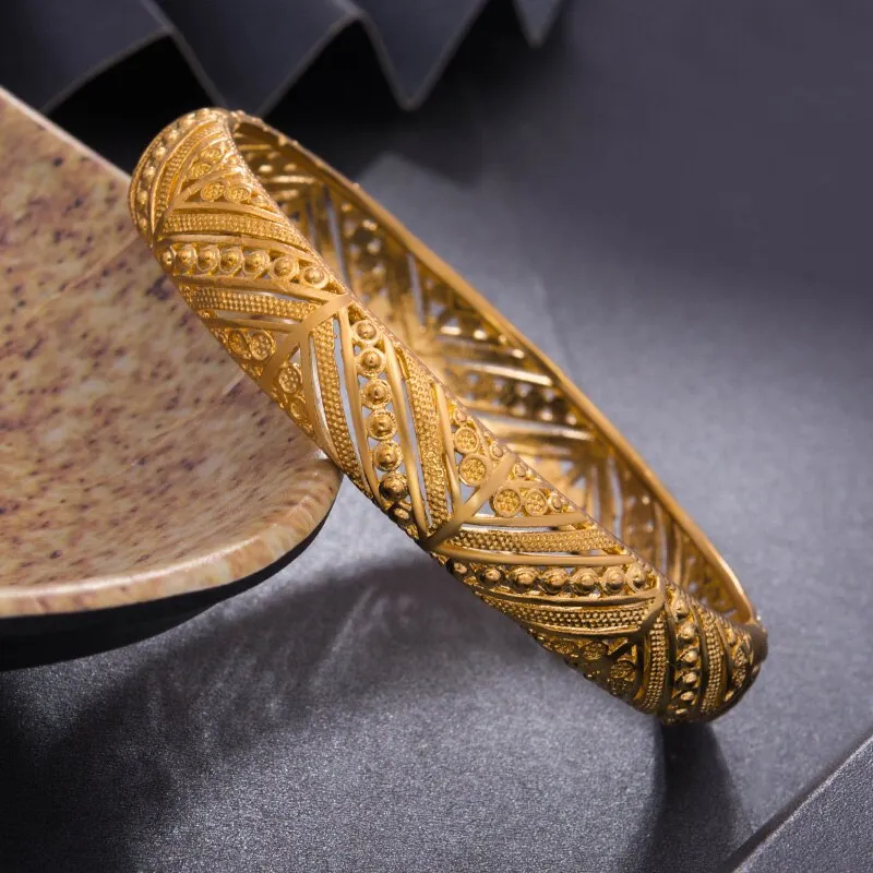 4Pcs/lot Top Quality Dubai Gold Color Bangles for Women/Men