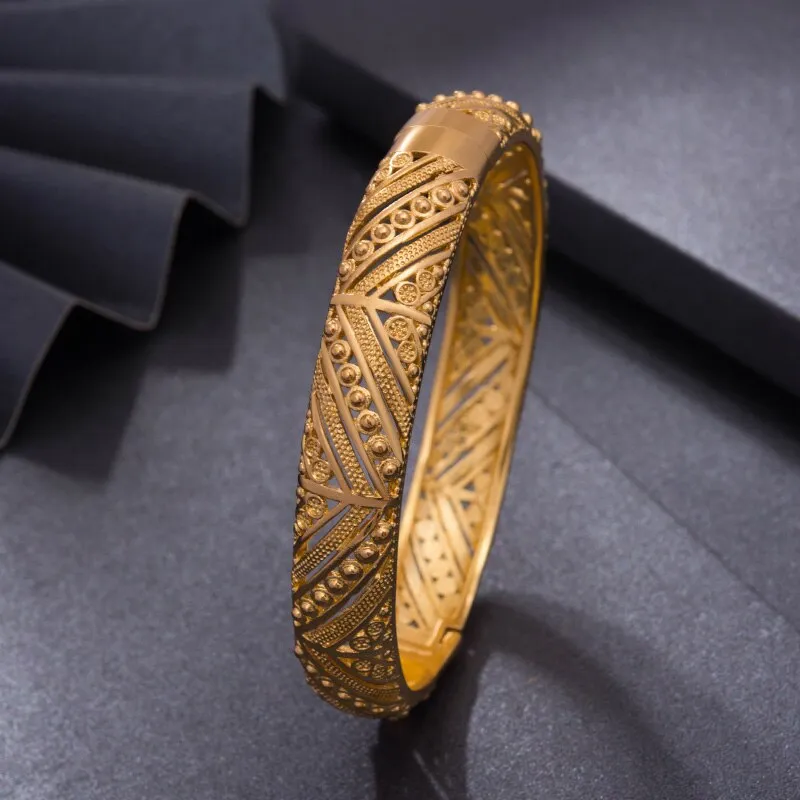 4Pcs/lot Top Quality Dubai Gold Color Bangles for Women/Men