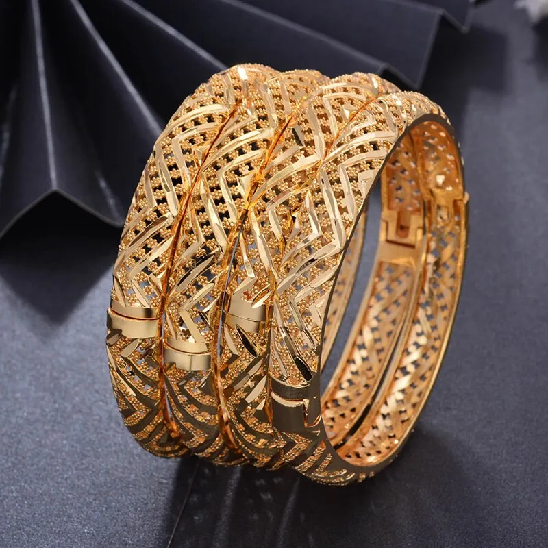 4pcs/lot Vintage Women Bracelet Ethnic Flower Bangles