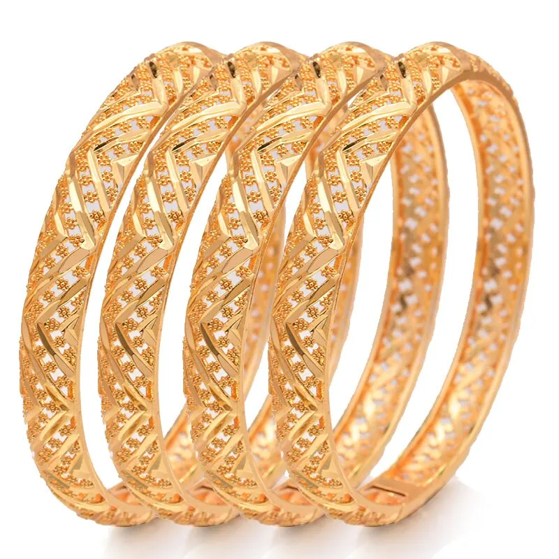 4pcs/lot Vintage Women Bracelet Ethnic Flower Bangles