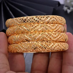 4pcs/lot Vintage Women Bracelet Ethnic Flower Bangles