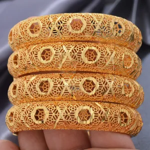 4Pcs/set Banlges For women 24K Gold Color Bracelets Bangles