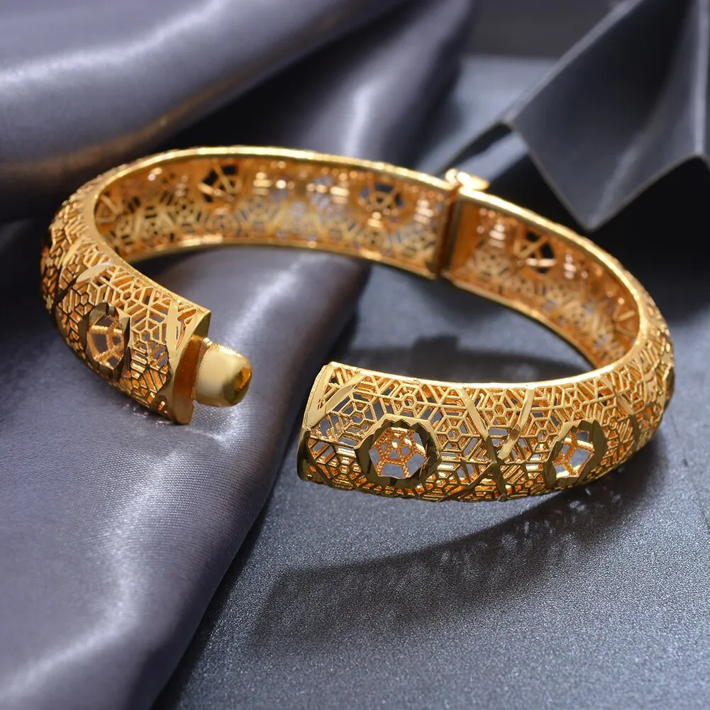 4Pcs/set Banlges For women 24K Gold Color Bracelets Bangles