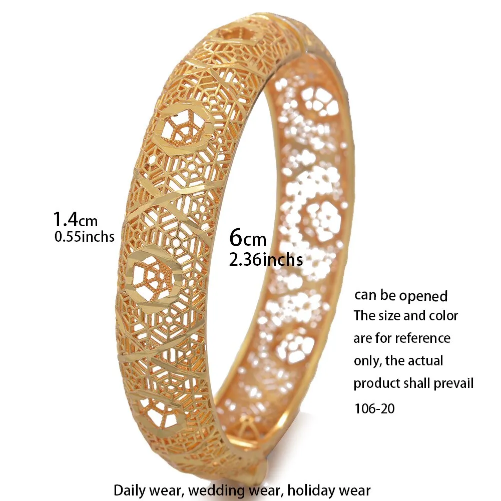 4Pcs/set Banlges For women 24K Gold Color Bracelets Bangles