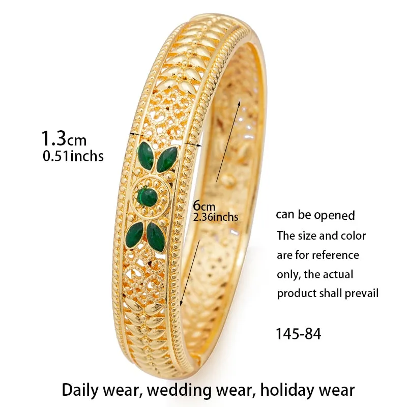 4pcs/Set Gold Color Bracelet Bangles For Women Wife wedding Two-color Bangles