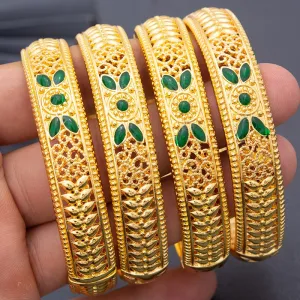 4pcs/Set Gold Color Bracelet Bangles For Women Wife wedding Two-color Bangles