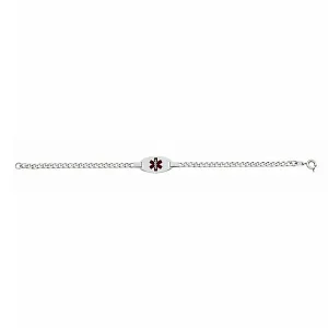8 Inch Curb Chain Medical Alert ID Bracelet 925 Sterling Silver