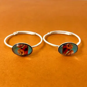 925 Silver Unisex Adjustable Baby Bangle Set (Design 23)