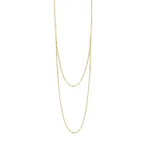 9ct Yellow Gold Silver Infused Double Strand Singapore Necklace