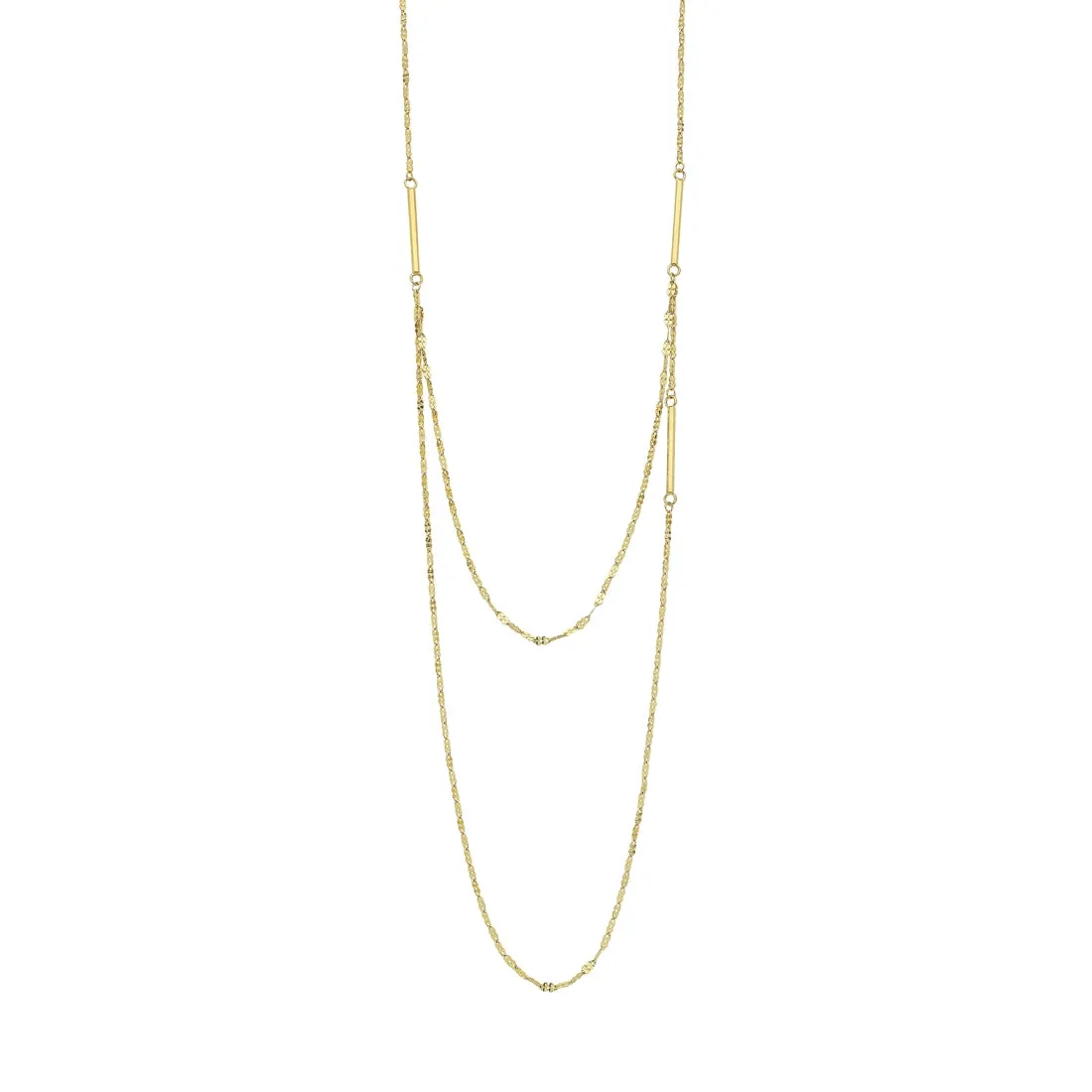 9ct Yellow Gold Silver Infused Double Strand Singapore Necklace