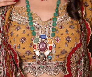 Ada Opulent Navratan Kundan Necklace