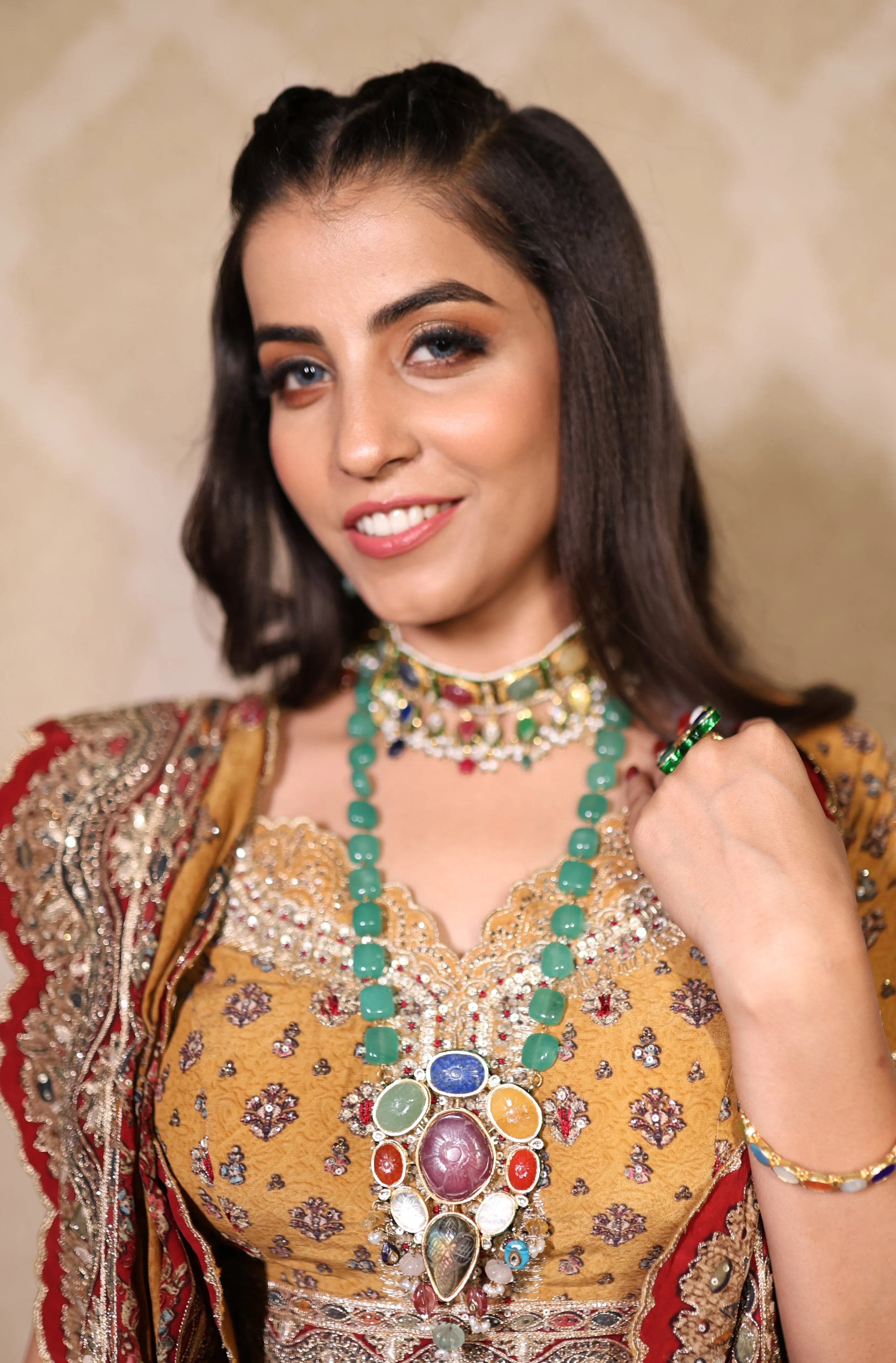 Ada Opulent Navratan Kundan Necklace
