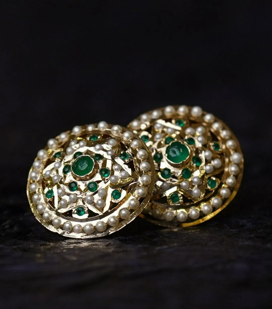 Afia Jadau Round Stud Earrings