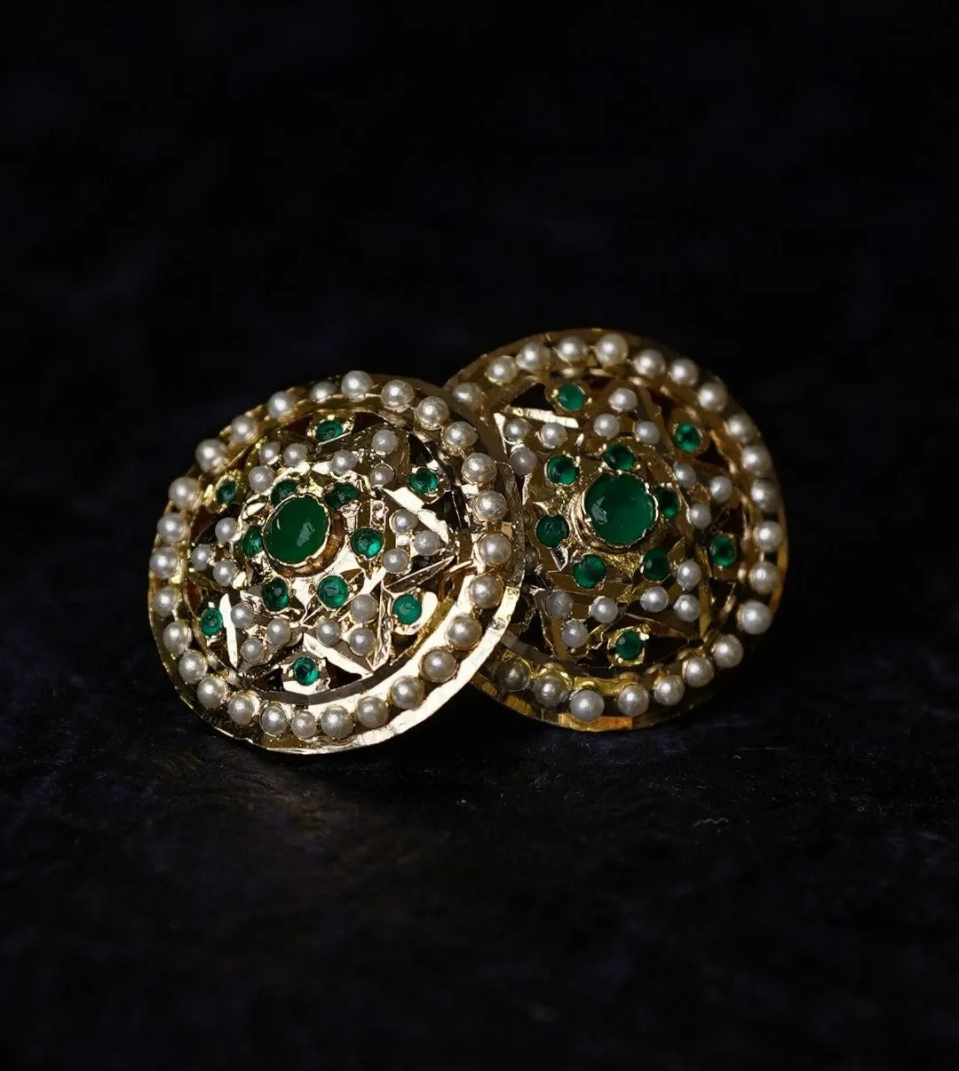 Afia Jadau Round Stud Earrings